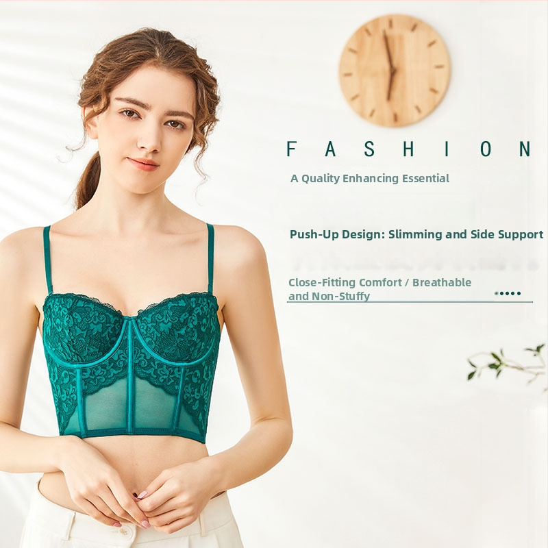 Ženská podprsenka s frančúzskym štýlom a čipkou fishbone, odnímateľnými halter ramienkami, tenké tvarované košíčky 1/2, hlavný materiál: čipka/nylon 89,1%, podšívka spandex 10,9%, sexy štýl, tvarovanie pŕs