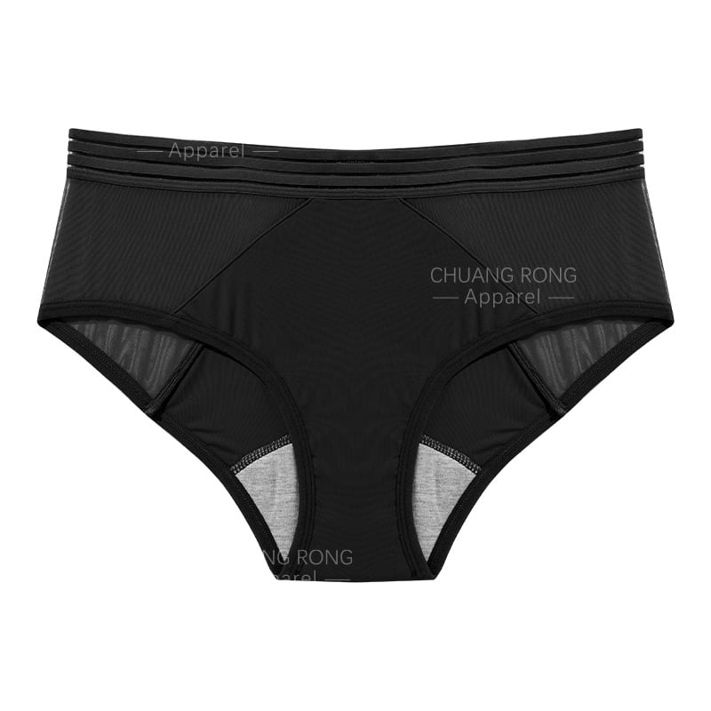 Lenjerie intimă menstruală pentru femei, cu patru straturi impermeabile, dantelă, material din nailon respirabil, talie joasă