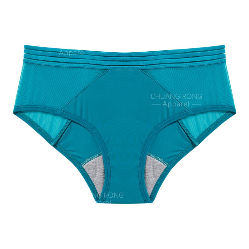 Lenjerie intimă menstruală pentru femei, cu patru straturi impermeabile, dantelă, material din nailon respirabil, talie joasă