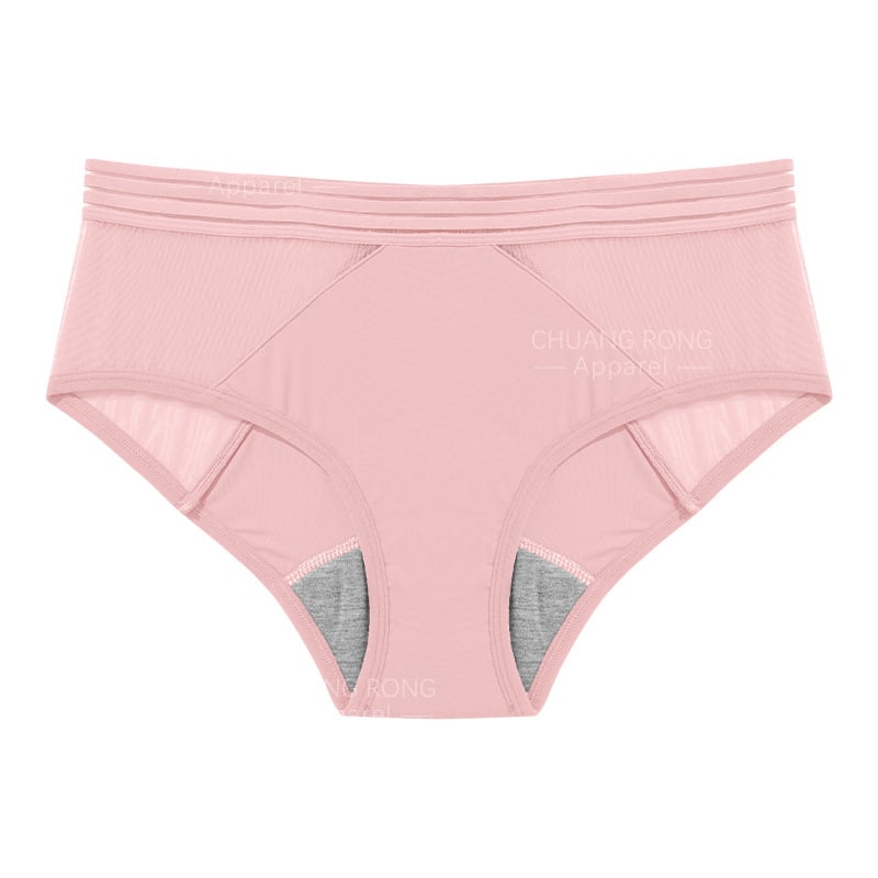 Lenjerie intimă menstruală pentru femei, cu patru straturi impermeabile, dantelă, material din nailon respirabil, talie joasă