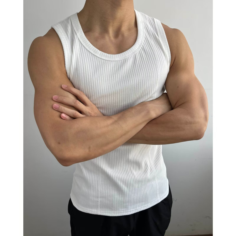Muški bezruk sportski vest, prilagođeni kroj, 95%+ poliester, mješavina kemijskih vlakana, ravni rub