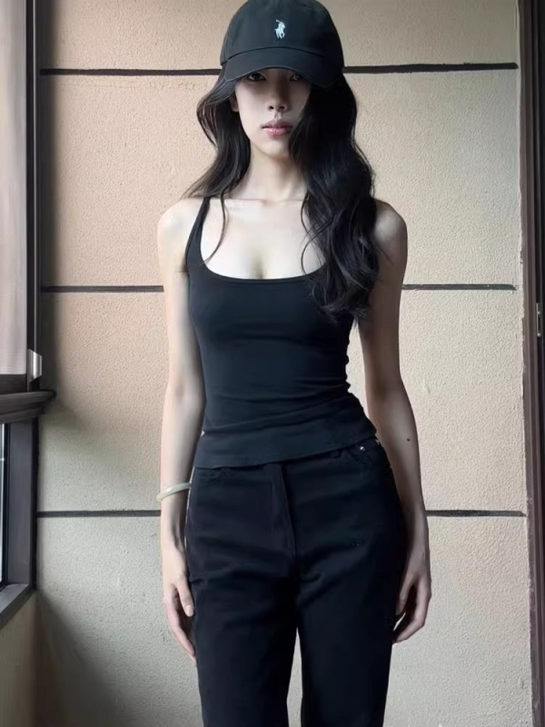 Ženski camisole top bez rukava, slim-fit, pull-over stil, mikroelastična tkanina, proljeće 2024