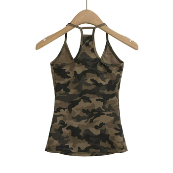 Halterneck Camisole s kamuflažnim uzorkom, pamuk-elastan smjesa, uski kroj, visoka elastičnost