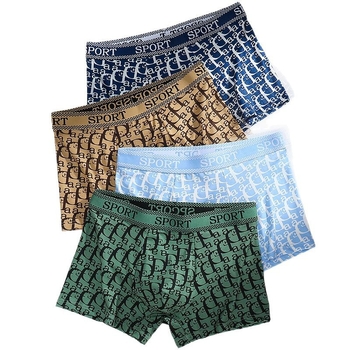 Boxeri pentru bărbați cu model litere, respirabili, fără cusături, din poliester