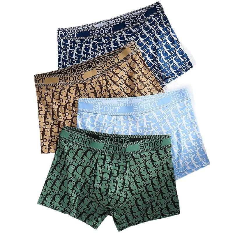 Boxeri pentru bărbați cu model litere, respirabili, fără cusături, din poliester