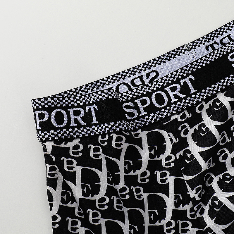 Boxeri pentru bărbați cu model litere, respirabili, fără cusături, din poliester