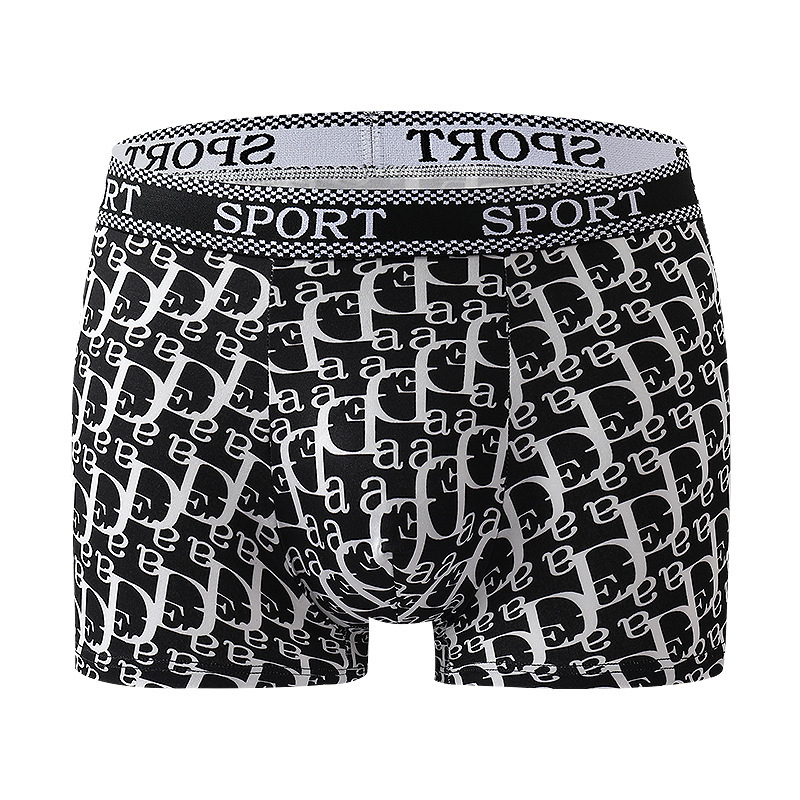 Boxeri pentru bărbați cu model litere, respirabili, fără cusături, din poliester