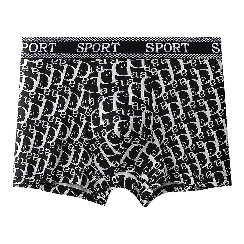 Boxeri pentru bărbați cu model litere, respirabili, fără cusături, din poliester