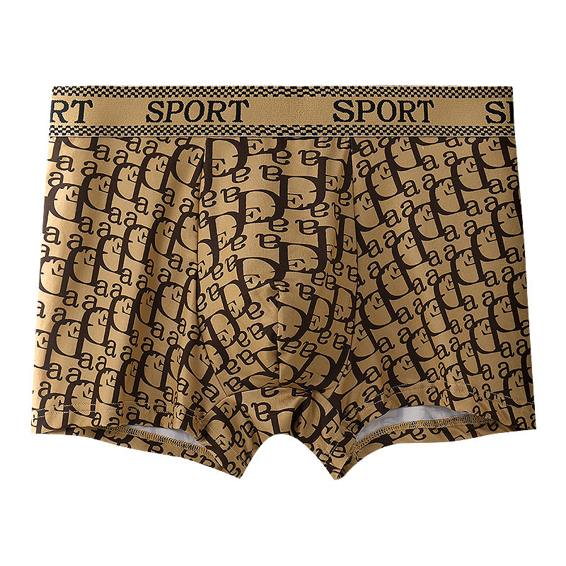 Boxeri pentru bărbați cu model litere, respirabili, fără cusături, din poliester