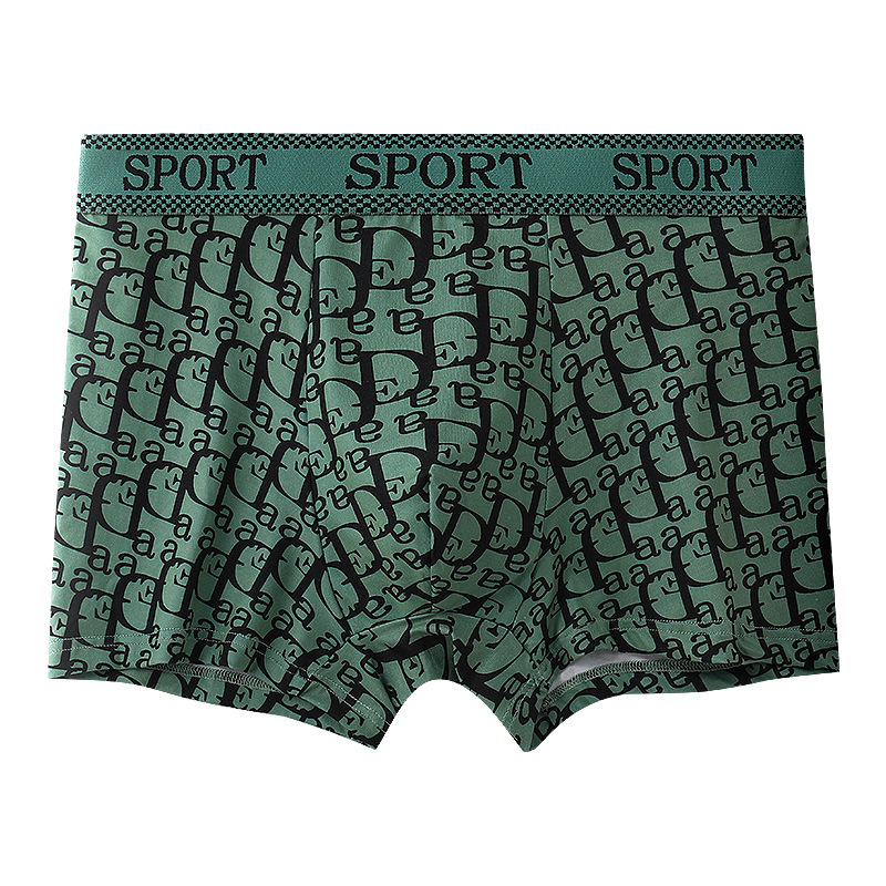 Boxeri pentru bărbați cu model litere, respirabili, fără cusături, din poliester