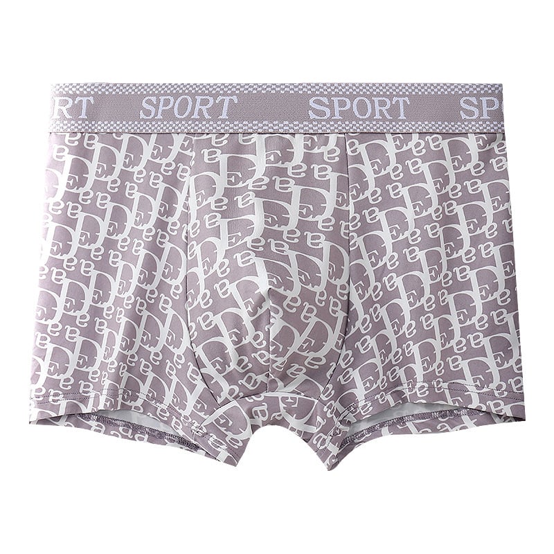 Boxeri pentru bărbați cu model litere, respirabili, fără cusături, din poliester