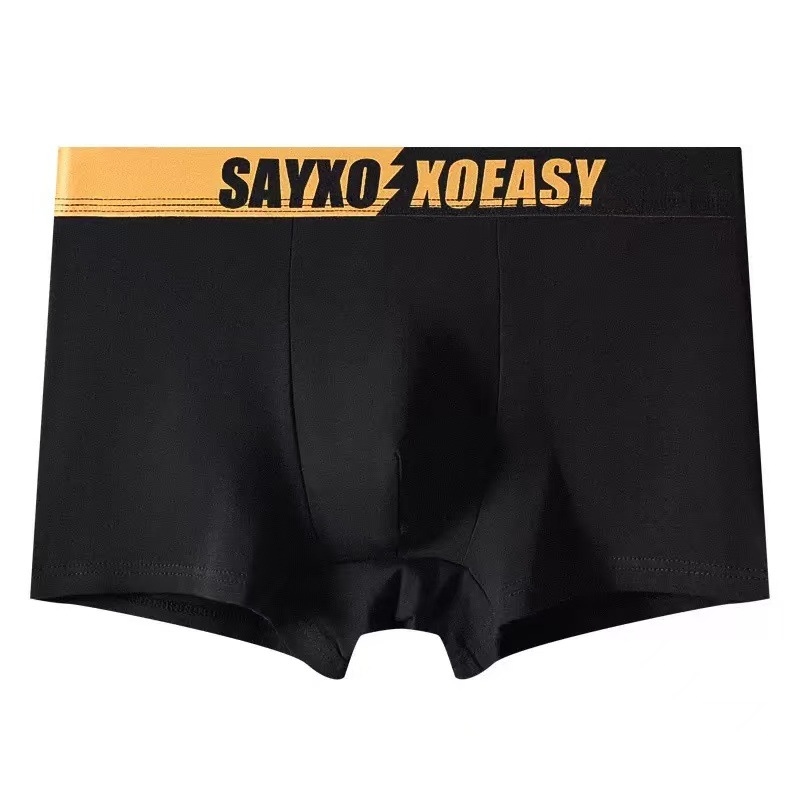 Slips bărbătești din bumbac, confortabile și respirabile, cu căptușeală internă antibacteriană; talie medie; țesătură tricotată; material principal: 95–100% bumbac; căptușeală: 90–95% poliester; modele: uni, blocuri de culoare sau text