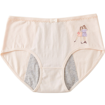 Chiloți menstrual anti scurgeri, talie medie, material principal din bumbac 95%, căptușeală intimă 100% bumbac, model cartoon