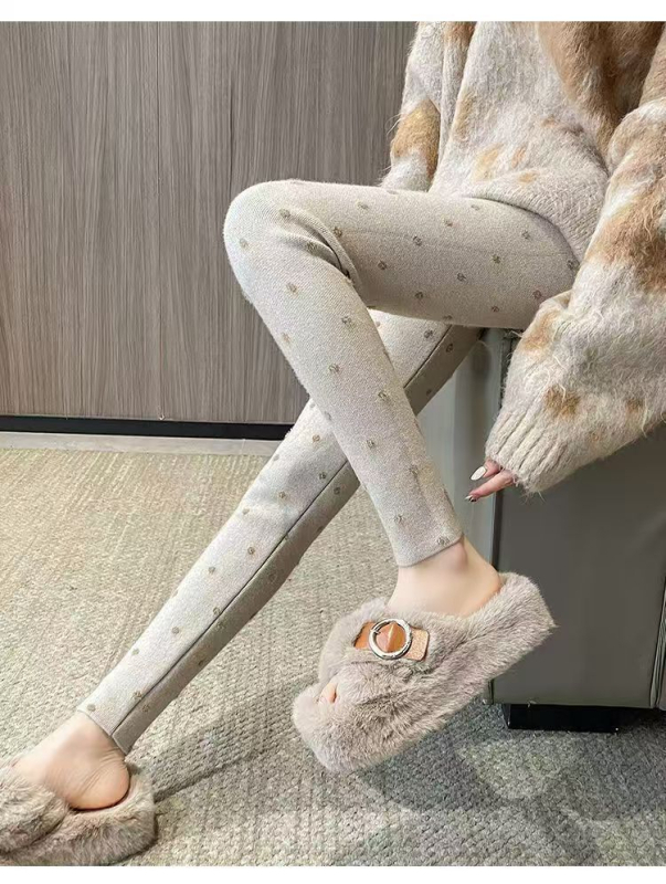 Colanți pentru femei, groși, uni, cu înaltă elasticitate, croială Slim, dintr-un amestec tricotat de viscoză și nailon