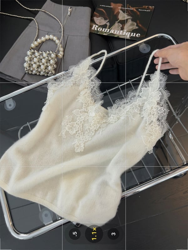 Ženski top s Francuskim V-izrezom, ribani pleteni, odvojive naramenice, ultra kratka duljina