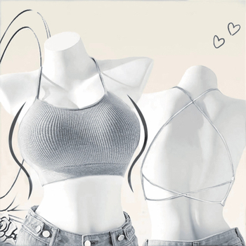 Koreai stílusú hát nélküli mellkas-wrap, keresztpántos, nylon anyag, vastag formázott kosár, teljes kosár, hossz a mellkasnál, külső viselésre alkalmas