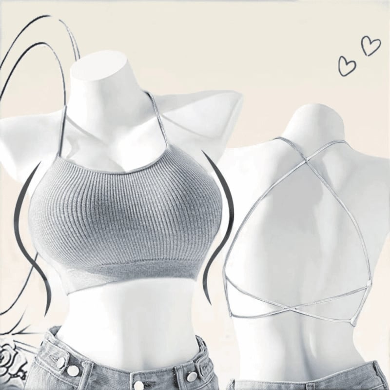 Koreai stílusú hát nélküli mellkas-wrap, keresztpántos, nylon anyag, vastag formázott kosár, teljes kosár, hossz a mellkasnál, külső viselésre alkalmas