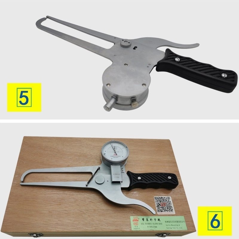 Gui Liang Külső tolókalapács dialkal, mechanikus kijelzős, mérés külső átmérő és falvastagság