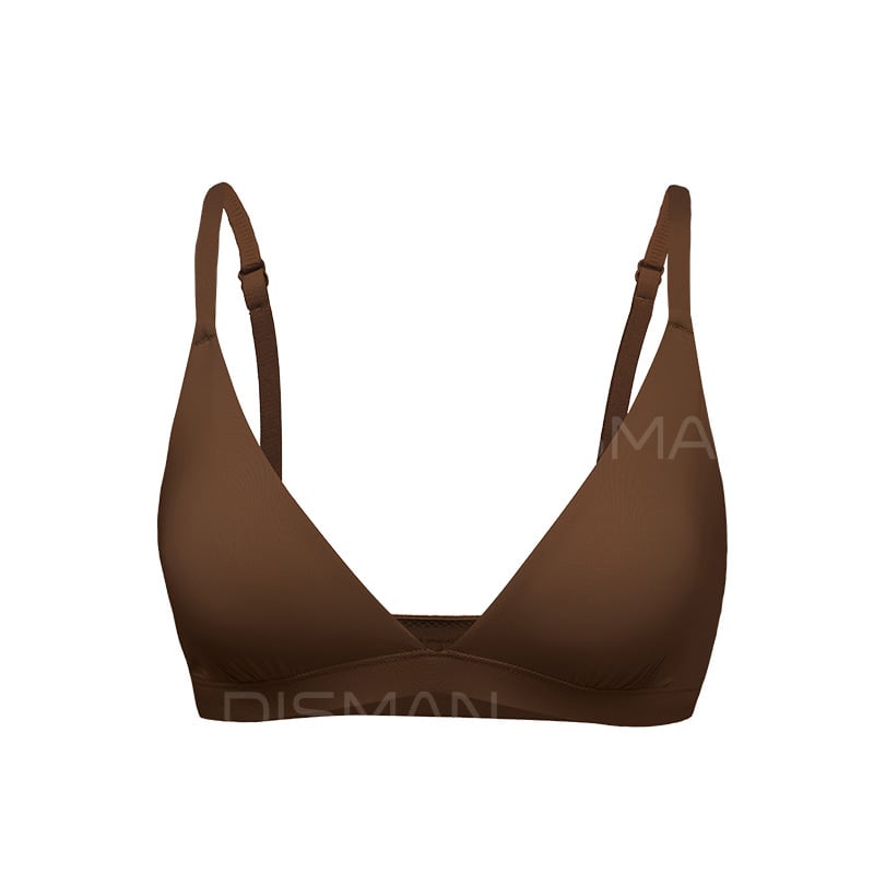 Bevielė trikampio formos liemenėlė su atvira nugara, be įdėklų, iš nailono