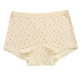 Női virágmintás pamut boxeralsók, antibakteriális és lélegző, középmagas derekú, belső rész 100% pamut