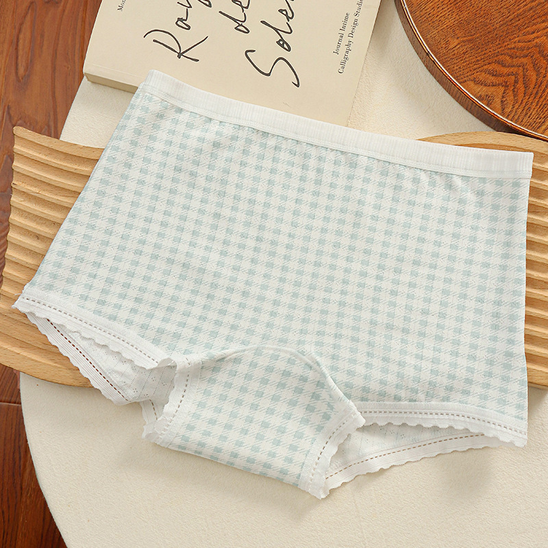 Női virágmintás pamut boxeralsók, antibakteriális és lélegző, középmagas derekú, belső rész 100% pamut