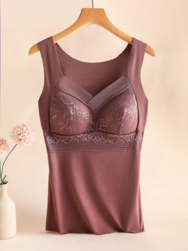 Női termosz mellény beépített melltartóbetéttel és párnával, nylon velúr anyaggal, V-nyakú, egy rétegű, ultra vékony anyag (≤40 g/m²)