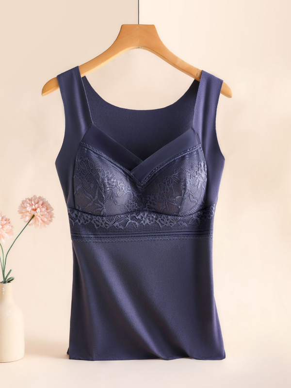 Női termosz mellény beépített melltartóbetéttel és párnával, nylon velúr anyaggal, V-nyakú, egy rétegű, ultra vékony anyag (≤40 g/m²)