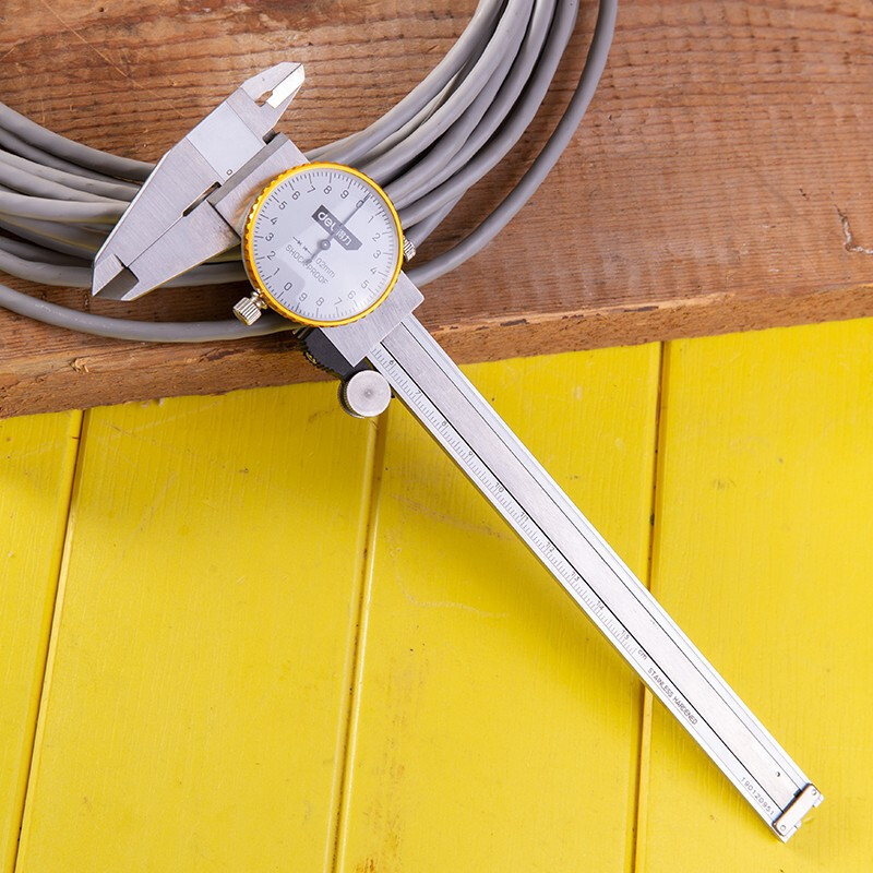 Deli caliper Vernier cu indicator pe cadran, ghidaj de adâncime și șurub fix