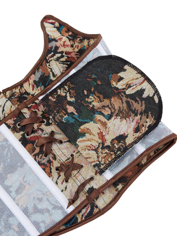 Halter nyakú halcsont-corset felső, derékszorító dizájn, poliészter, virágos mintázat, ultra rövid hossz