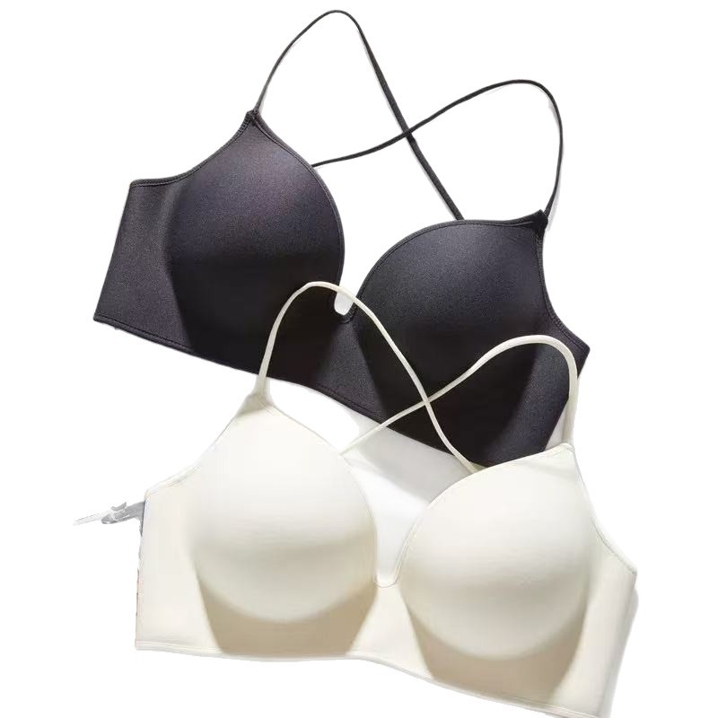 Sima hátú push-up melltartó, lélegző nylon anyag spandex béléssel, acélgyűrű nélkül, fix dupla vállpántok