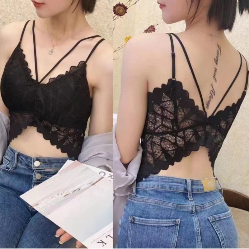 Nova seksi čipkasta grudnjica s ice silk materijalom, stražnji dizajn, dvostruke naramenice, latex košarice, podstavljeno, bez metalnog obruča