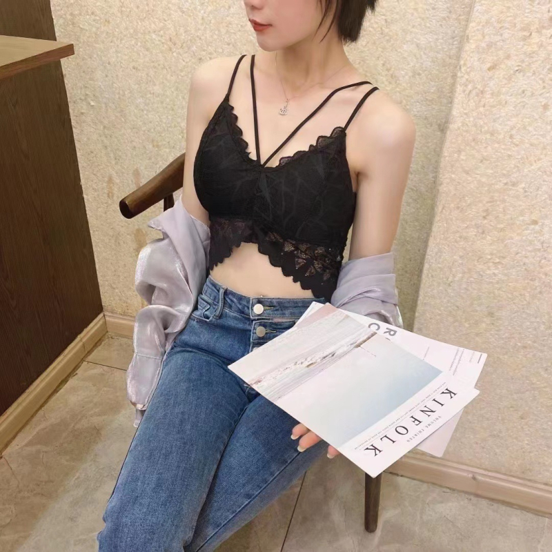 Nova seksi čipkasta grudnjica s ice silk materijalom, stražnji dizajn, dvostruke naramenice, latex košarice, podstavljeno, bez metalnog obruča