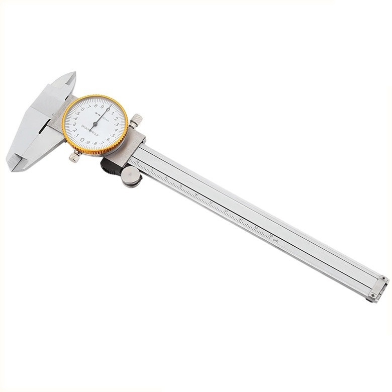 Rozsdamentes acél Vernier tolókalapács, 0–150 mm tartomány, felbontás 0,02 mm