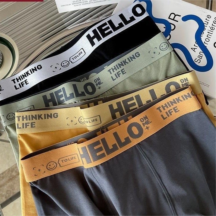 Férfi boxerbriefs, középmagas derekú, pamut-selyem kötött anyag, lélegző ágyék, 100% ágyékrész