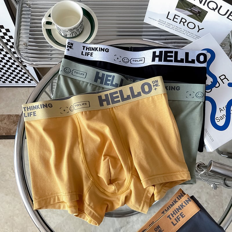 Férfi boxerbriefs, középmagas derekú, pamut-selyem kötött anyag, lélegző ágyék, 100% ágyékrész