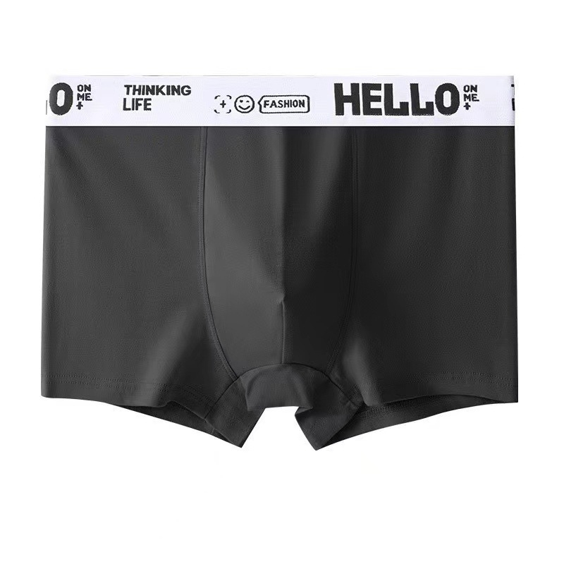 Férfi boxerbriefs, középmagas derekú, pamut-selyem kötött anyag, lélegző ágyék, 100% ágyékrész