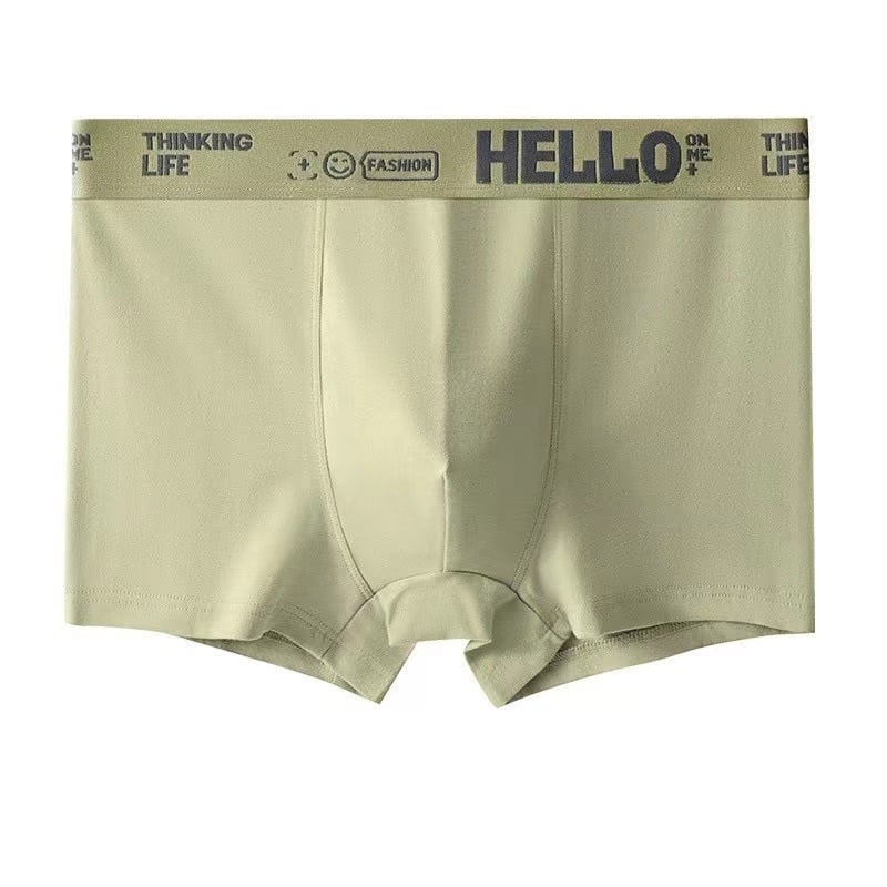 Férfi boxerbriefs, középmagas derekú, pamut-selyem kötött anyag, lélegző ágyék, 100% ágyékrész