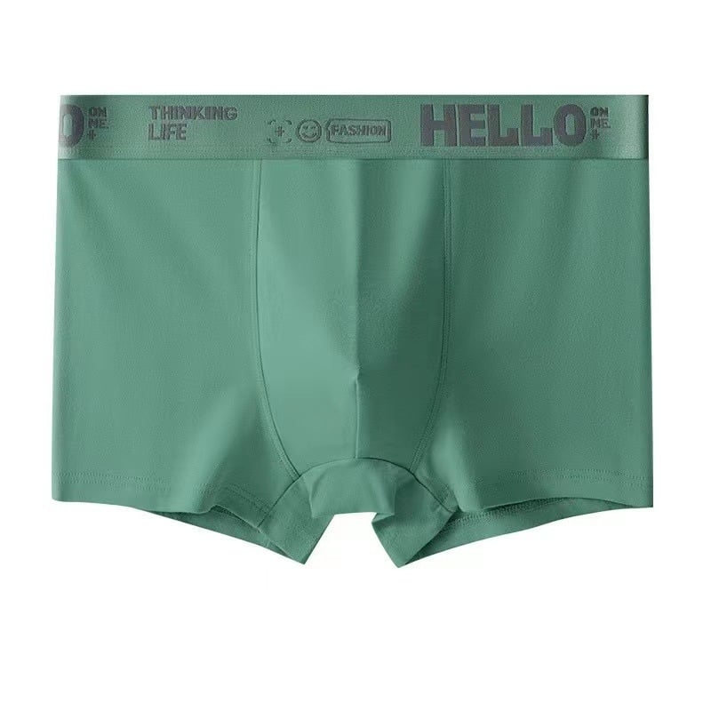 Férfi boxerbriefs, középmagas derekú, pamut-selyem kötött anyag, lélegző ágyék, 100% ágyékrész