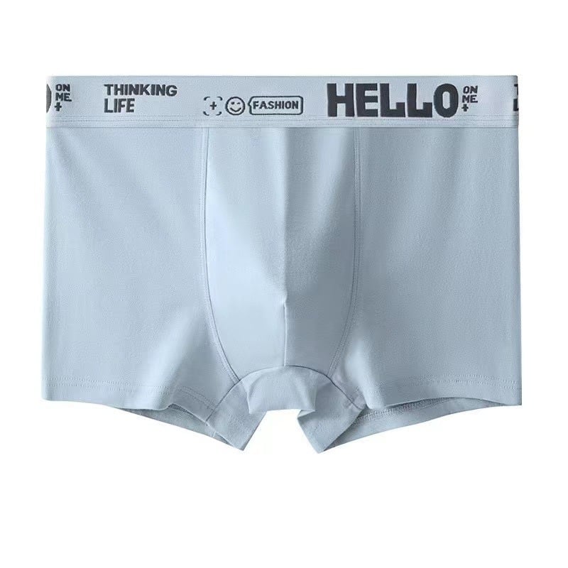 Férfi boxerbriefs, középmagas derekú, pamut-selyem kötött anyag, lélegző ágyék, 100% ágyékrész