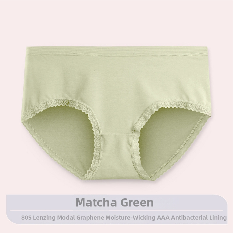 Chiloți damă din Modal cu grafen antibacterian, dantelă, talie medie, căptușeală din viscose