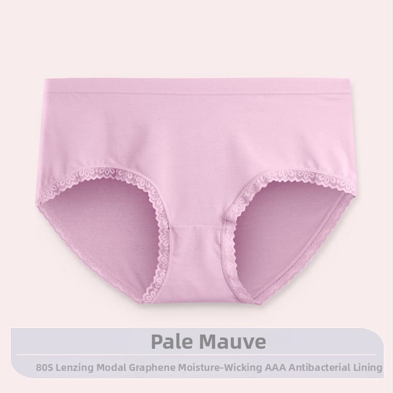 Chiloți damă din Modal cu grafen antibacterian, dantelă, talie medie, căptușeală din viscose
