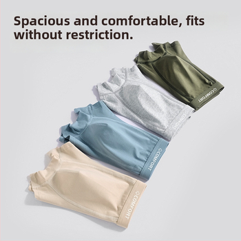 Férfi pamut boxer-alsó, antibakteriális, lélegző, varrás nélküli, középmagas derekú