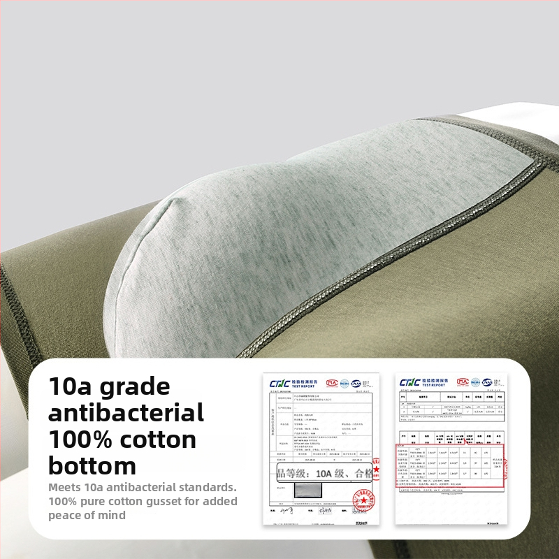 Férfi pamut boxer-alsó, antibakteriális, lélegző, varrás nélküli, középmagas derekú