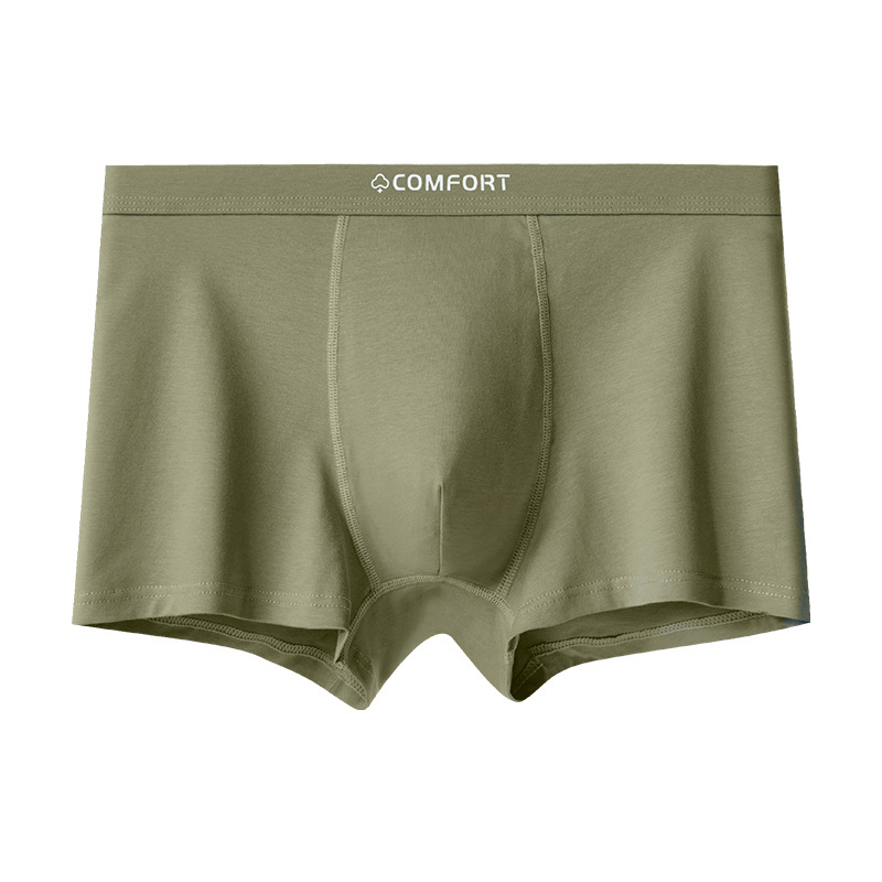 Férfi pamut boxer-alsó, antibakteriális, lélegző, varrás nélküli, középmagas derekú