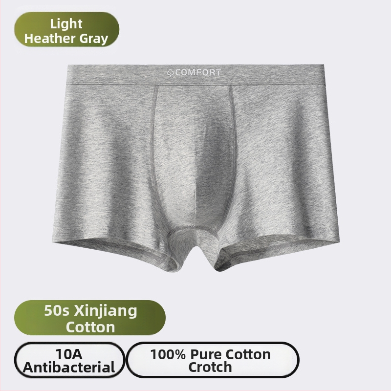 Férfi pamut boxer-alsó, antibakteriális, lélegző, varrás nélküli, középmagas derekú
