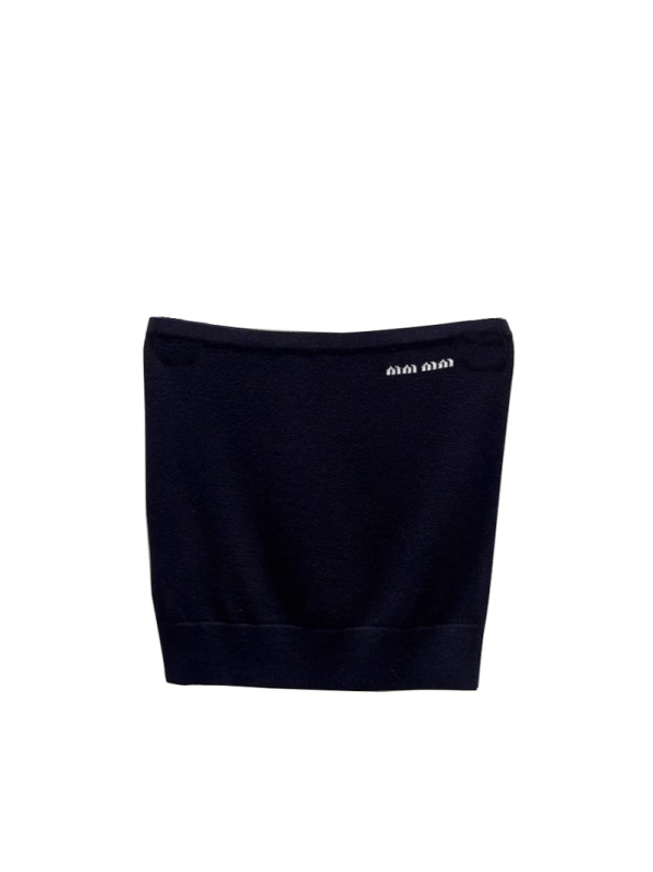 Ženski strapless tube top u Miu stilu s mikro etiketa s slovima, uski kroj, kratka duljina, vunena tkanina 80–90%