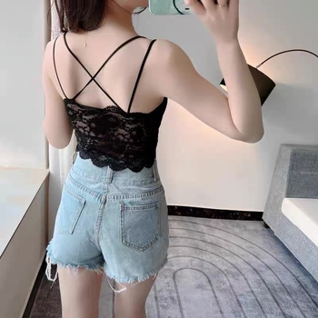 Top din dantelă fără bretele, cupe subțiri modelate, strat de latex respirabil, lungime talie, vară 2024