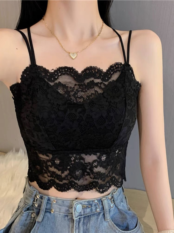 Top din dantelă fără bretele, cupe subțiri modelate, strat de latex respirabil, lungime talie, vară 2024