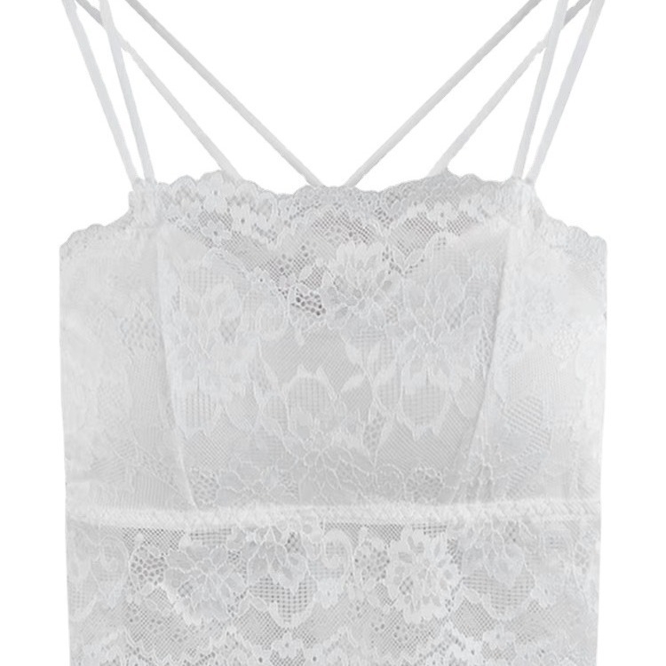 Top din dantelă fără bretele, cupe subțiri modelate, strat de latex respirabil, lungime talie, vară 2024