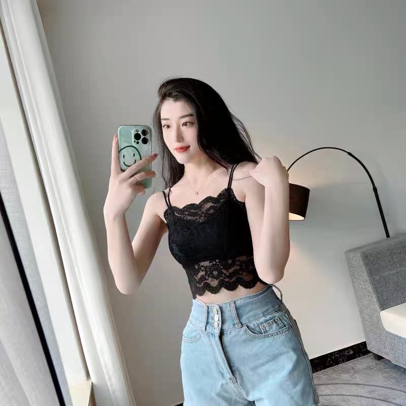 Top din dantelă fără bretele, cupe subțiri modelate, strat de latex respirabil, lungime talie, vară 2024